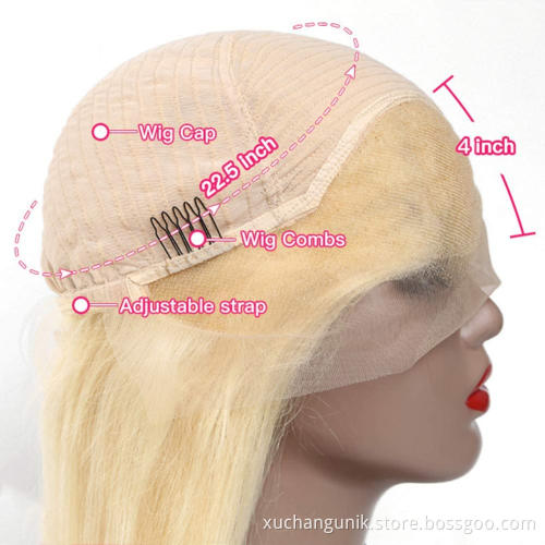 613 Blond Lace Front Human Hair Wigs For Black Women Brazilian Virgin Cuticle Aligned Hair Wig Unprocessed Transparent Lace Wig